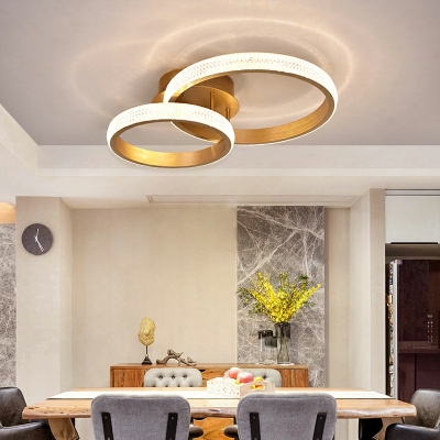 2 Rings Flush Light Fixtures LED with Acrylic Shade Flush Mount Ceiling Lighting Fixtures in White