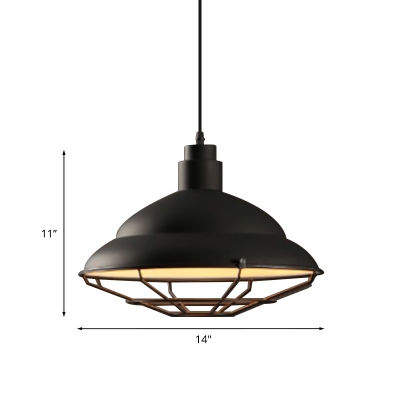 Black Double Bubble Hanging Lamp with Wire Frame 1 Light Industrial Metal Pendant Light for Bar