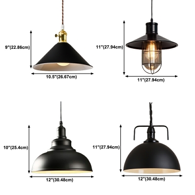 Carillon Pendant Lighting Industrial Style Metal 1-Light Pendant Light in Black