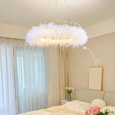 Ceiling Pendant Light Modern Style Feather Hanging Lamps for Living Room