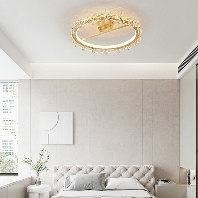 Crystal LED Flush Mount Ceiling Fixture Modern Semi Flush Ceiling Lights for Living Room