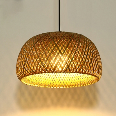 Curvy Hanging Light Kit Modern Style Rattan 1-Light Pendant Lamp in Orange