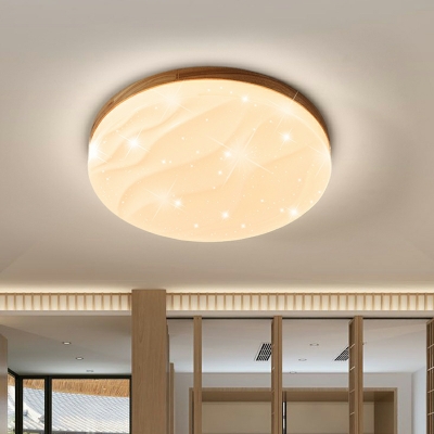 Modern Flush Mount Ceiling Light Wooden LED 2.4