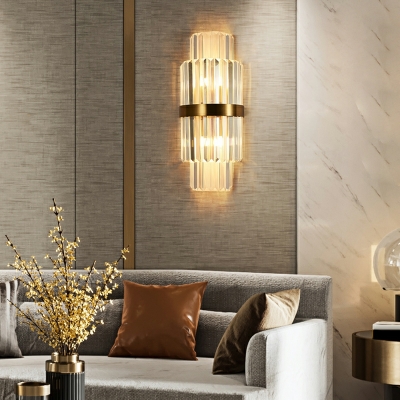 Modern Tiered Wall Mounted Light Fixture Metallic and Crystal Wall Light Sconces