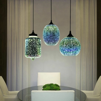 Oval Hanging Light Modern Style Glass Hanging Lamps Kit for Living Room