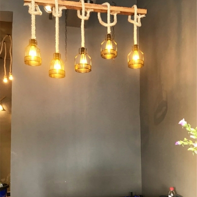 Wooden Chandelier Lighting Fixtures Coffee Bar Hanging Pendant Lights