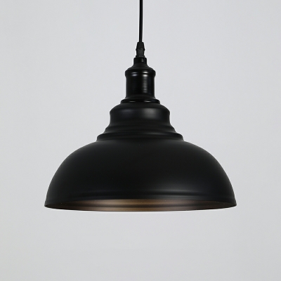 1 Light Bowl Drop Pendant Industrial Style Metal Pendant Light in Black