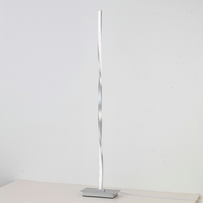 1 Light Column Led Lamp Modern Style Metal Night Table Lamps in Silver
