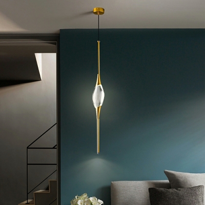 1 Light Contemporary Pendant Lighting Long Crystal Hanging Lamp