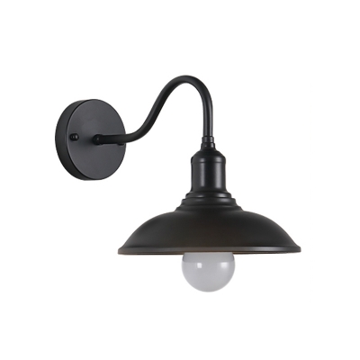 1 Light Flared Wall Sconce Lighting Industrial Style Metal Wall Sconces in Black