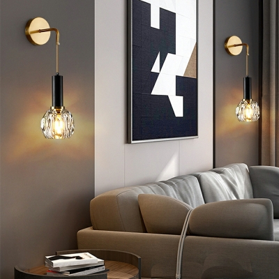 1 Light Geometric Wall Mounted Lighting Modern Style Crystal Wall Sconce Lighting in Gold