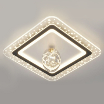 3 Lights Squared Flushmount Modern Style Glass Flush Ceiling Lights in Gold