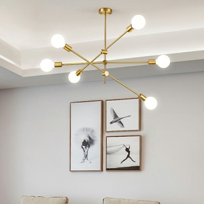 4-Light Chandelier Light Fixture Industrial Style Exposed Bulbs Shape Metal Hanging Pendant Lights