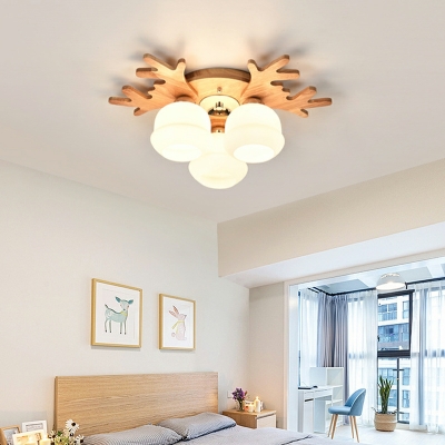 Antlers Contemporary Ceiling Light Wooden Ceiling Fixture for Living Room