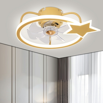 Kids Style Semi Flush Ceiling Light Fixtures Metal Flush Light Fixtures with Acrylic Fan Blade