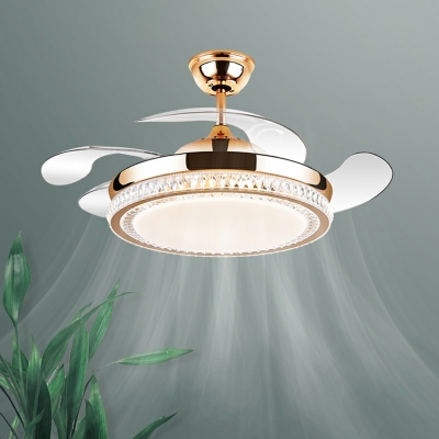 Modern Style 1-Light Semi Mount Lighting Acrylic Semi Fan Flush for Living Room Bedroom