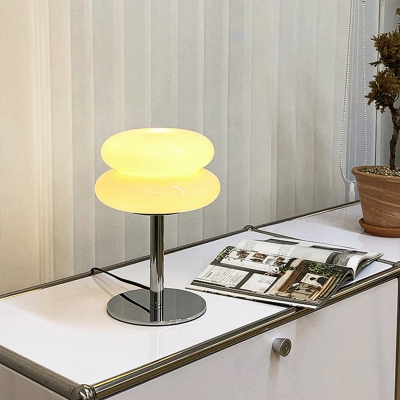 Modern Table Lamp For Bedroom Metal with Glass Shade Nightstand Lamp