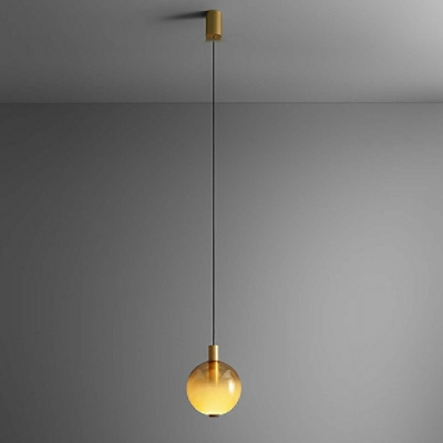 Nordic Creative Glass Hanging Lamp Gradient Color Single Pendant for Bedroom
