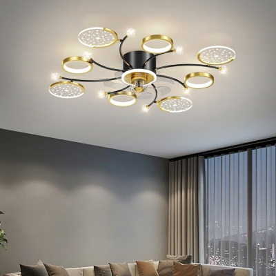 Round Shade Flush Mount Fan Light Children's Room Style Acrylic Flush Mount Fan Lights for Living Room