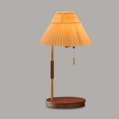 Single Bulb Table Lamp Metal and Wood with Fabric Shade Table Ligting