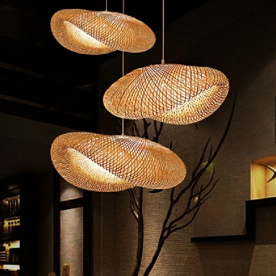Southeast Asia Style Pendant Light Braided Rattan Hanging Light for Restaurant