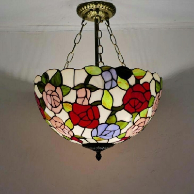 Tiffany Style Traditional Chandelier  Stained Glass Pendant Light