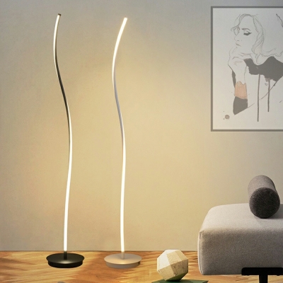1-Light Floor Lights Minimalist Style Linear Shape Metal Stand Up Lamps