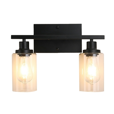 2-Light Sconce Light Fixtures Industrial Style Cylinder Shape Metal Wall Mounted Vanity Lights