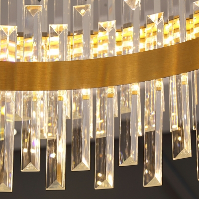 2 Lights Drum Hanging Chandelier Modern Style Crystal Rectangle Chandelier Light in Gold