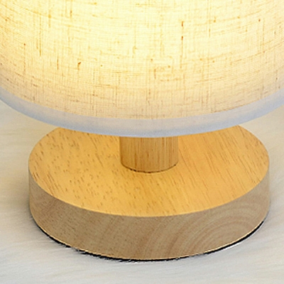 Fabric Shade Table Lamp Wooden Single Head Table Lighting