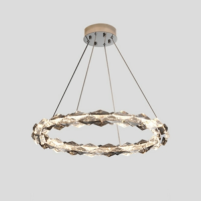 Grey Rounded Hanging Chandelier Modern Style Crystal 1 Light Chandelier Light