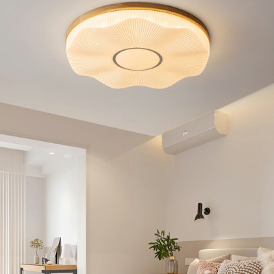 Minimalism LED Flush Mount Ceiling Light Fixture with Acrylic Shade Wood Flush Light Fixtures for Bedroom