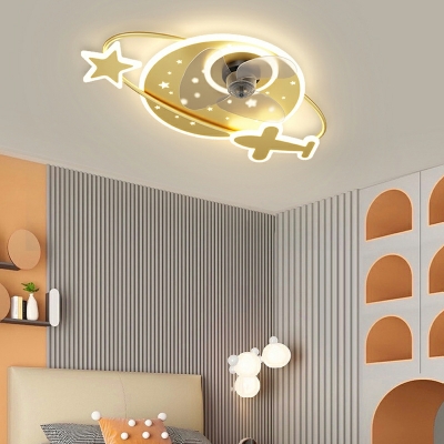 Modern LED Flush Mount Ceiling Light Creative Cartoon Star Flush Fan Light Fixtures for Bedroom