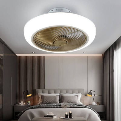 Modern Minimalist Ceiling Fan Light LED Creative Flush Fan Light Fixtures for Bedroom