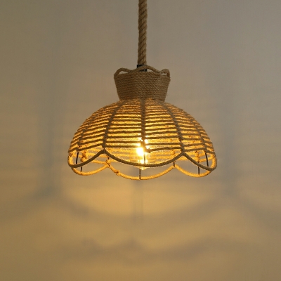 Rope Geometric Drop Pendant Industrial Style 1 Light Pendant Lamp in Brown