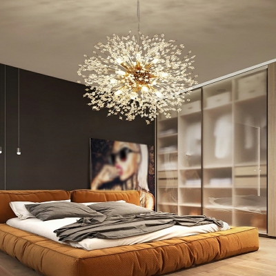 Sputnik Chandelier Lighting Fixtures Modern Crystal Hanging Ceiling Lights for Living Room