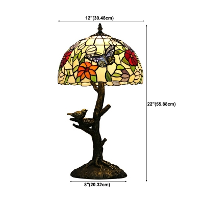 Tiffany Rounded Led Table Lamp Glass Reading Book Light for Living Room