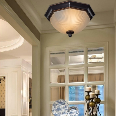 Traditional Style Ceiling Light Glass Round Ceiling Fixture for Corridor