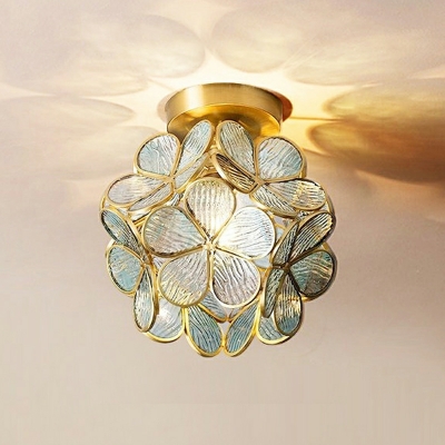 1-Light Ceiling Mount Chandelier Traditional Style Flower Shape Metal Flush Mount Lights