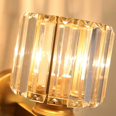1 Light Cylinder Wall Lighting Modern Style Crystal Wall Light Sconce in Gold