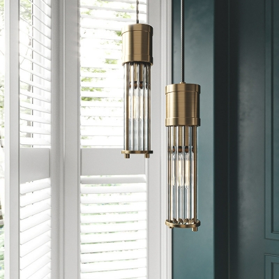 1-Light Hanging Ceiling Lights Minimalist Style Tube Shape Metal Pendant Light Fixture