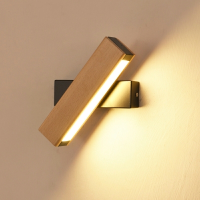 1-Light Wall Mounted Lamps Contemporary Style Rectangle Shape Wood Sconce Lights