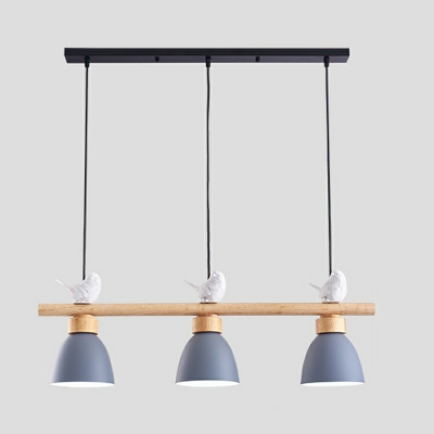 3-Light Chandelier Lighting Fixtures Wood Hanging Pendant Lights