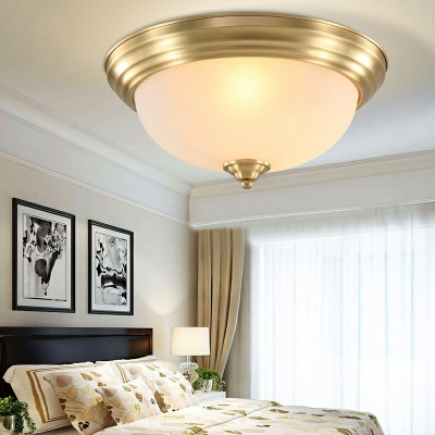 3-Light Flush Mount Lighting Traditional Style Dome Shape Metal Ceiling Mounted Fixture