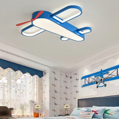 5-Light Ceiling Lamp Kids Style Airplane Shape Metal Semi-Flush Mount Light