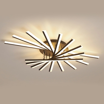 9-Light Linear Flush Light Fixtures Metal LED Contemporary Flush Mount Lighting