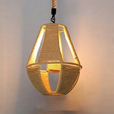Brown Prism Drop Pendant Industrial Style Rope 1 Light Pendant Light Fixtures