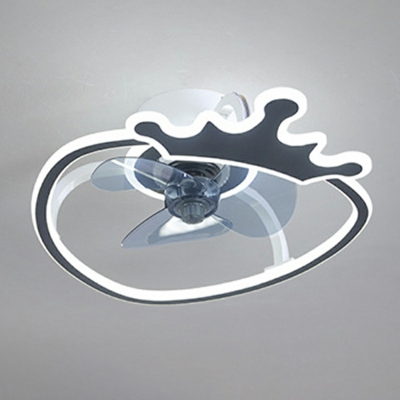 Crown Ceiling Fan Acrylic Flush Mount Lighting Fixtures for Children's Room