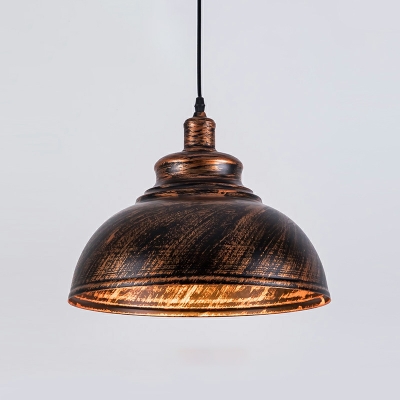 Dome Drop Pendant Industrial Style Metal 1-Light Pendant Lighting in Black