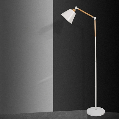 Fabric Shade Floor Lamp Metal Single Bulb Minimalism Style Floor Light
